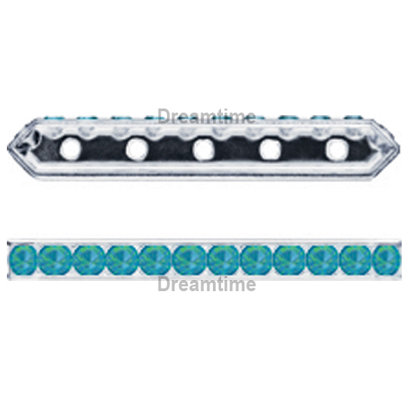 Dreamtime Crystal DC 77730 Rondelle Spacer Bars 5 Hole Caribbean Blue Opal/Silver